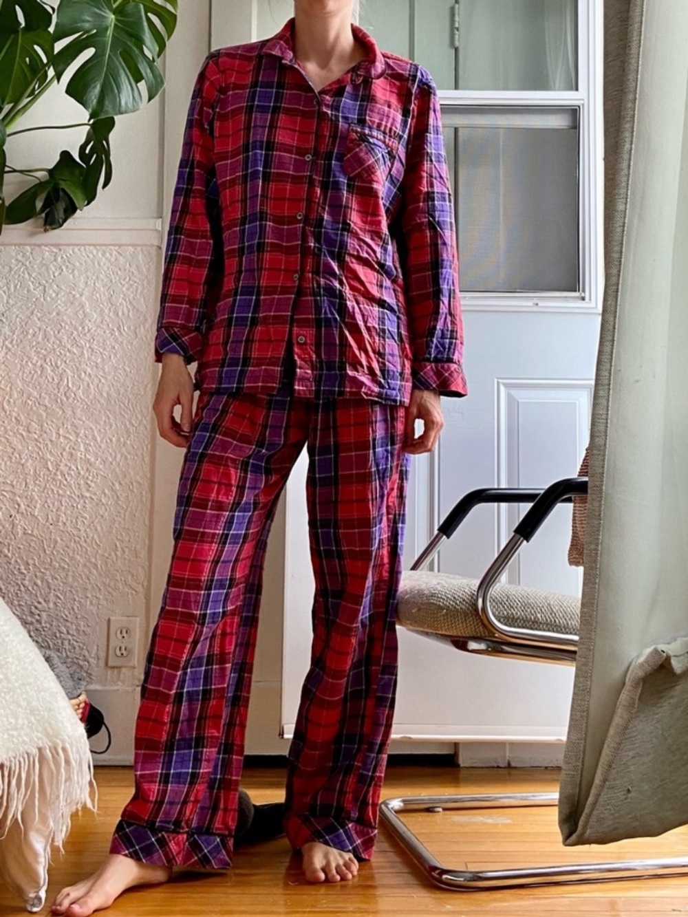 Victoria’s Secret Plaid Red Cozy Relaxed Pajamas Set EUC